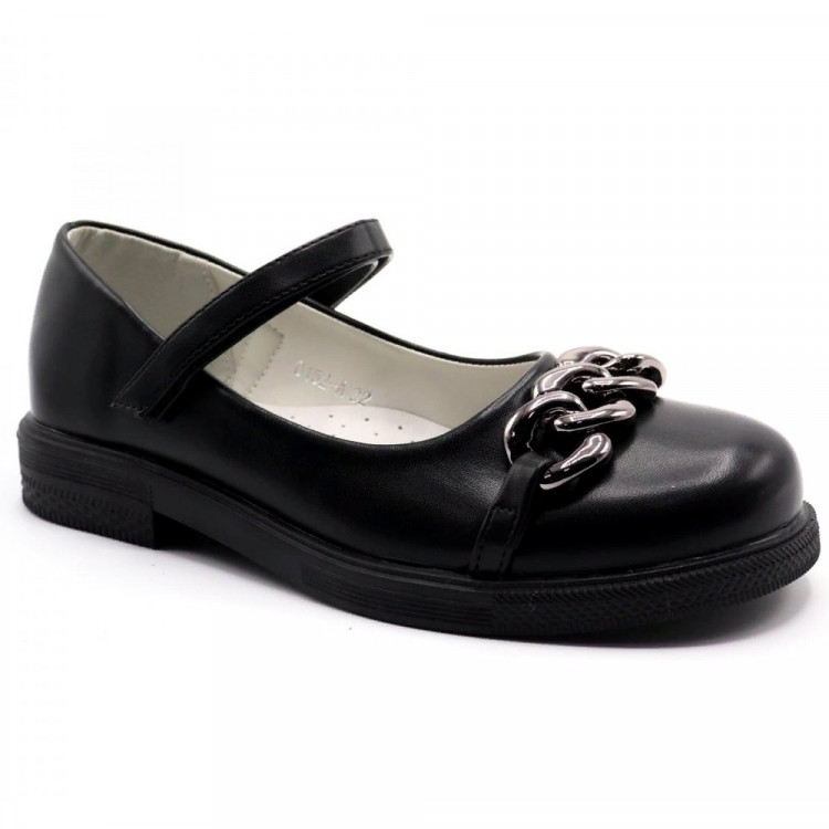 Туфли для девочки (Флип) черные верх-искусственная кожа подкладка-искусственная кожа размерный ряд 32-37 артикул tom-0152-A