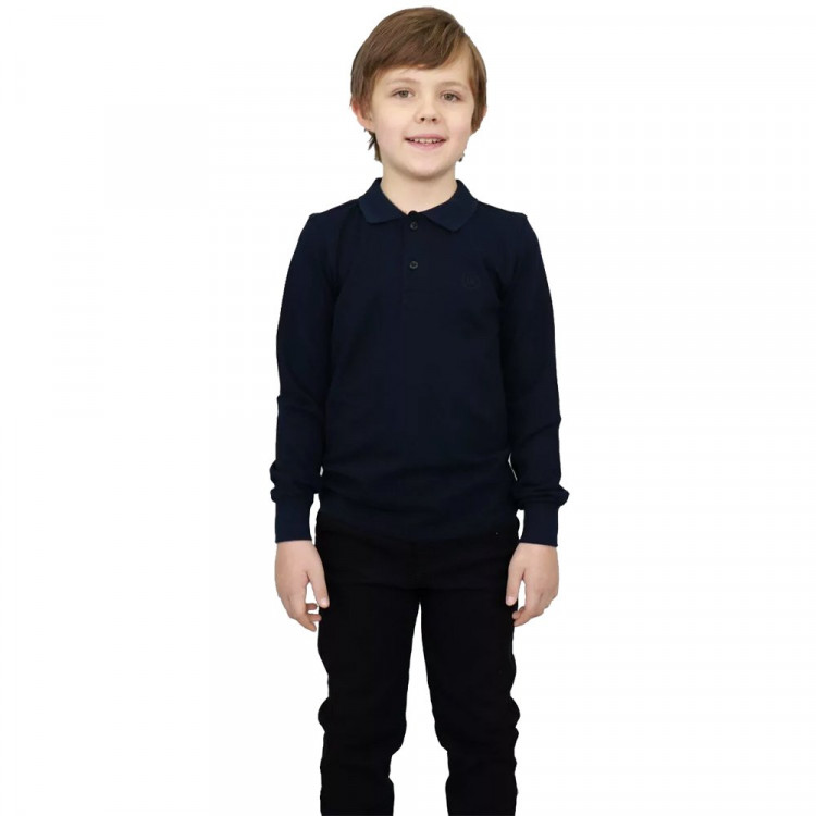 Поло для мальчика (UNIKKIDS) длинный рукав цвет темно-синий арт.UK-1016 размерный ряд 30/122-46/170