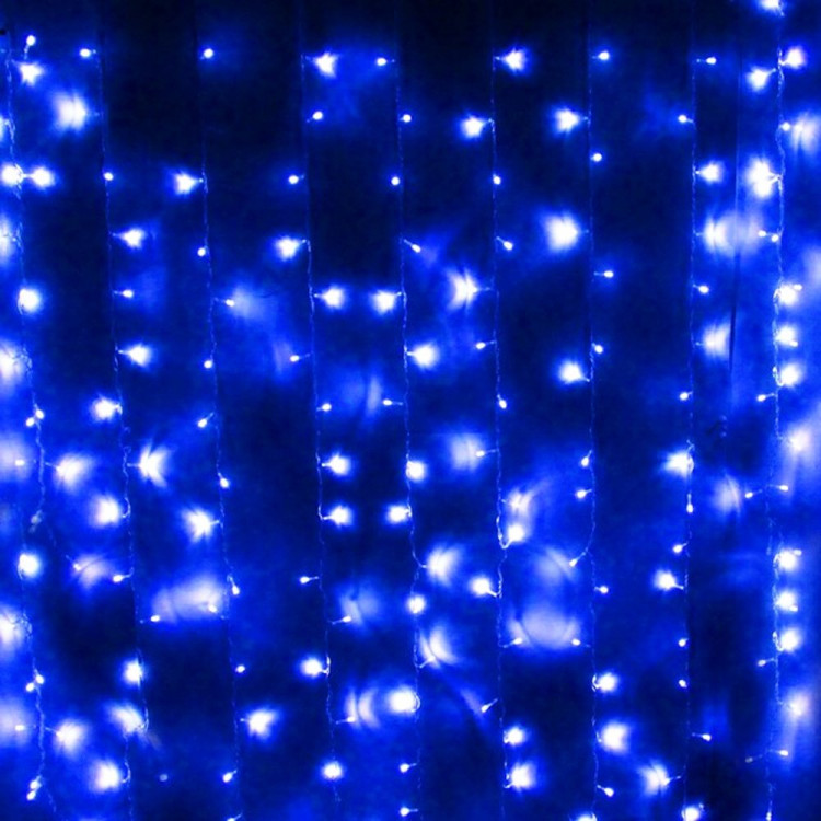 Гирлянда эл. д/дома занавес Дождь 3*2м 480LED цв.синий (с.провод) 8реж. арт.138-005