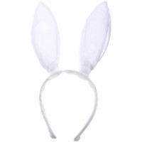 Ободок карнавальный "Зайка атласные ушки" цв.белый арт.776-308