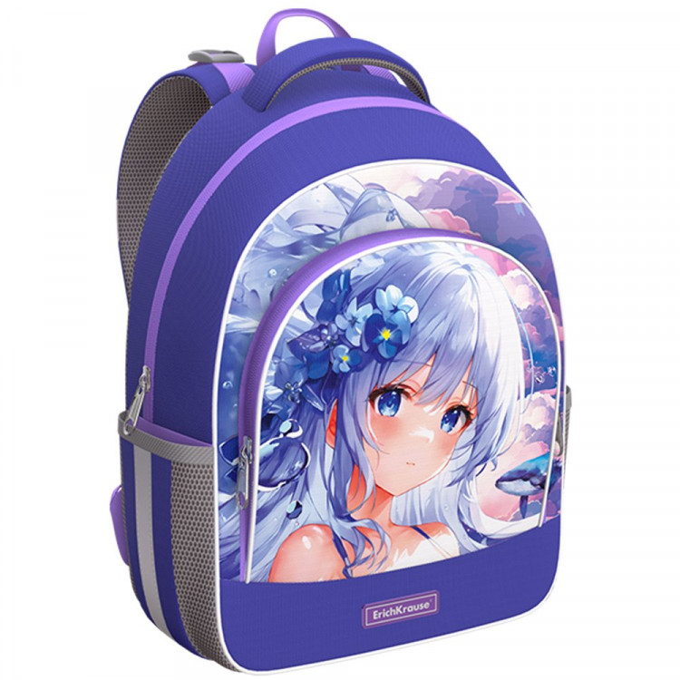 Рюкзак для девочки школьный (ErichKrause) ErgoLine Kawaii Whale фиолетовый 28x39x14 см арт.60093