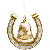 Украшение декор.подвеска фигурка "Подкова-колокольчик" 07см цв.белый/золото арт.95508