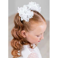 Бант для волос белый Антиола 9см