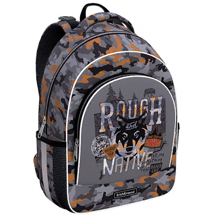 Рюкзак для мальчика школьный (Erich Krause) ErgoLine  Rough Native серый арт 49466 37*27*15 см
