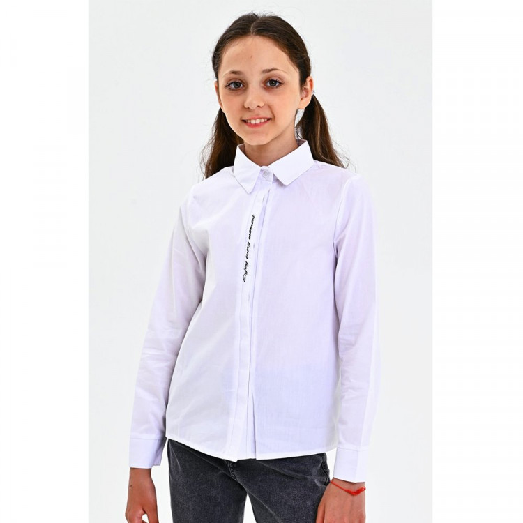 Блузка для девочки (MULTIBREND) длинный рукав цвет белый арт.R-417 размерный ряд 36/140-42/158