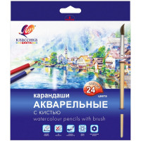 Карандаши цветные акварельные (ЛУЧ) Классика цвета 24 цвета с кистью арт.32С 2092-08