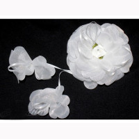 Бант для волос белый с локонами Arco Carino 17см арт.118 (ст.10)