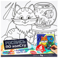 Холст для росписи по контуру 15x15 см Мульти Арт Рыжий котик арт.CANV15X15-REDCAT