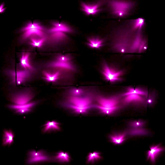 Гирлянда электрическая для дома точечная 9,5м 100LED цвет розовый (зеленый провод) 8реж арт.129-032