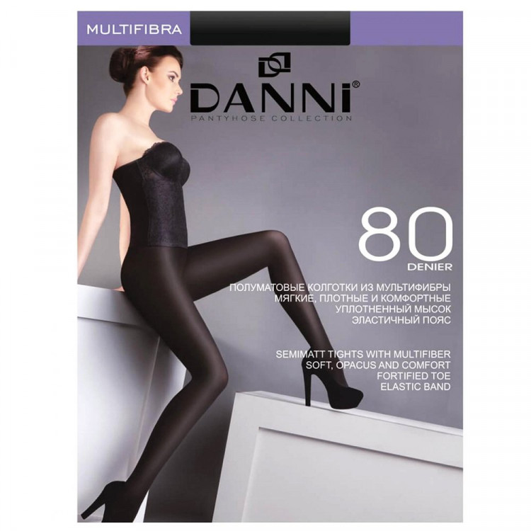 Колготки Multifibra 80 den 88% полиамид 12% эластан цвет черный размер 2 (DANNI)