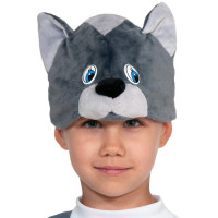 Маска-шапочка карнавальная плюш (ЖИВОТНОЕ) "Котик" цв.серый р.52-54 арт.4078
