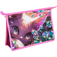 Папка школьная для тетрадей А4 на молнии кожзам (deVENTE) Lovely Cat с ручкой арт.8056413