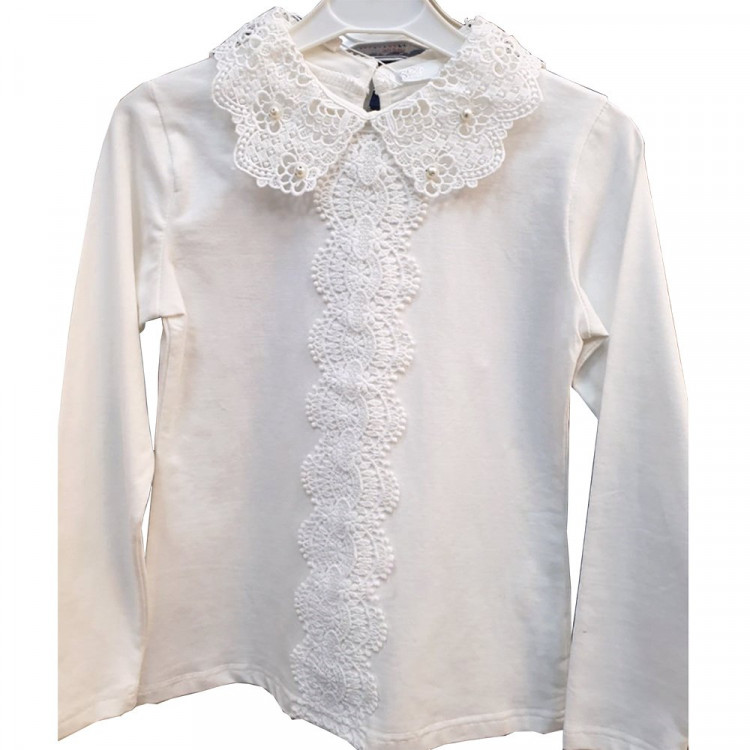 Блузка трикотажная для девочки (Sasha style) длинный рукав цвет экрю арт.L2391/004 размерный ряд 32/128-40/152