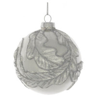 Шар стекло без упаковки /1шт/ 08см "Сказочное перо" цв.белый арт.721339
