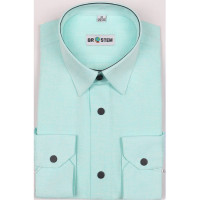 Сорочка детская приталенная длинный рукав размерный ряд 29/116-36/158-164 цвет мята Brostem арт.1LBD27+2d** на кнопках