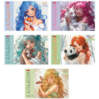 Альбом для рисования 32 листа скоба (Hatber) Милый друг ассорти арт 32А4В