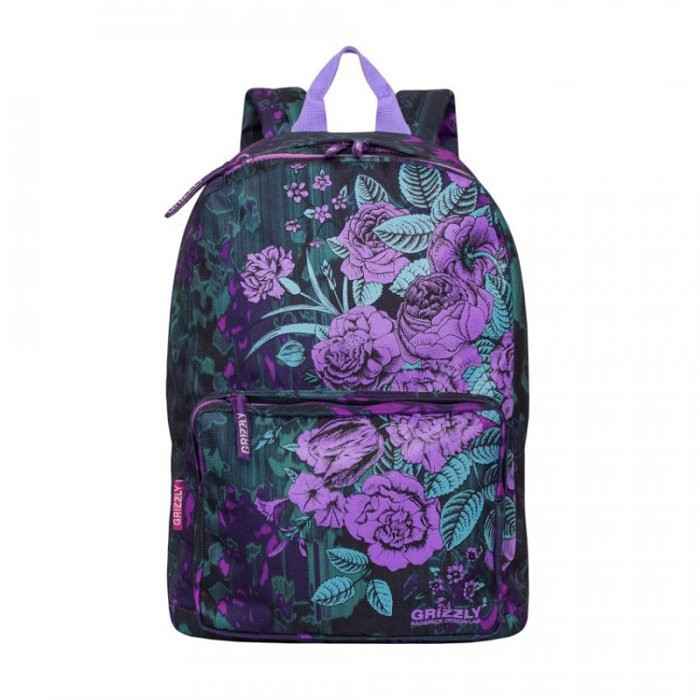 Рюкзак для девочек (Grizzly) арт.RD-830-1 восточные узоры 28х44х18 см