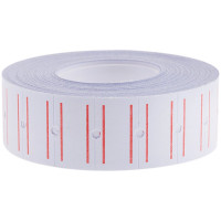 Этикет-лента 21*12мм, белая с красной полосой, 1000 этикеток