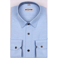 Сорочка подростковая приталенная длинный рукав размерный ряд 37/158-164 -41/176-182 цвет голубой Brostem арт.ZHX006-2X** на кнопках