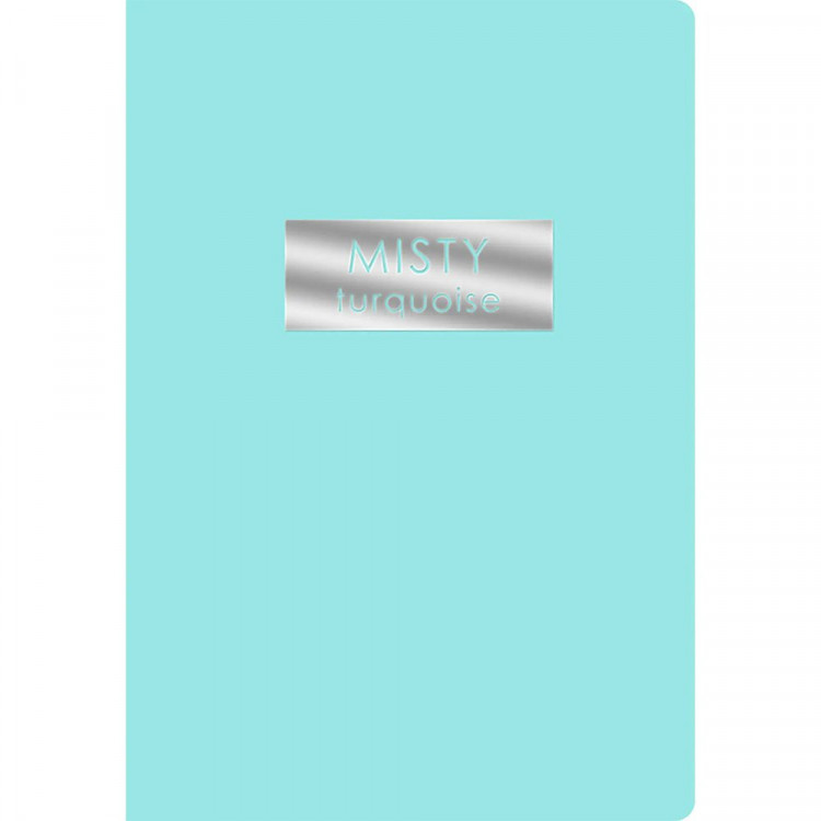 Блокнот А5 мягкая обложка скоба 48л. (Listof) Misty Turquoise soft-touch ламинация тиснение фольгой арт.ТКФ489249