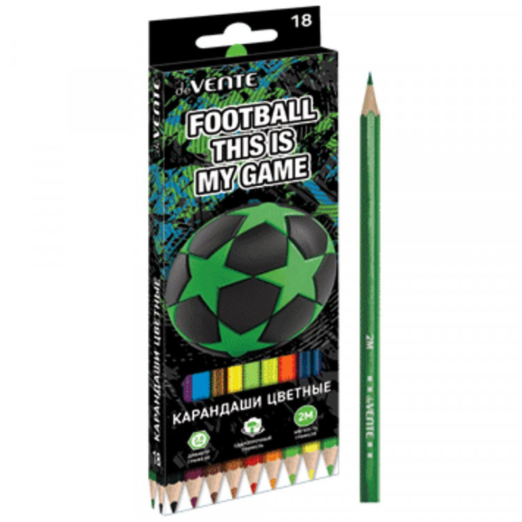 Карандаши цветные (deVENTE) Football 18 цветов 2М 2,8 мм арт.5023321