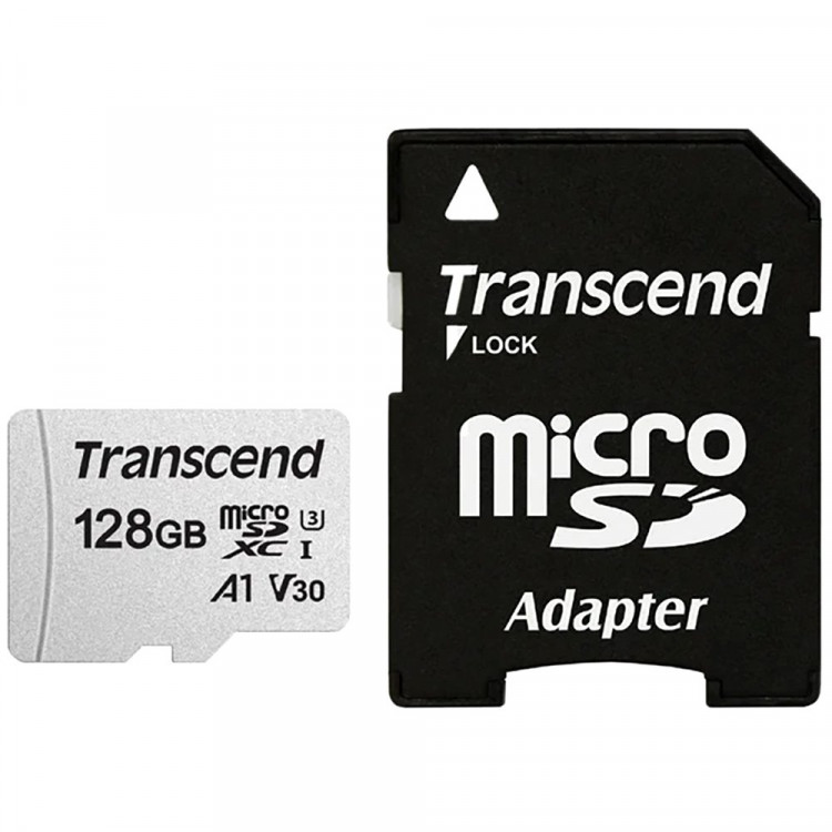 Флеш карта 128GB Transcend microSDXC Class 10 UHS-I U3,V30, A1,(SD адаптер)