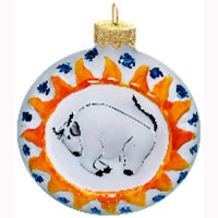 Украшение на ёлку стекло (форма Медальон) 08см "Созвездие быка" без уп. арт.Ф327