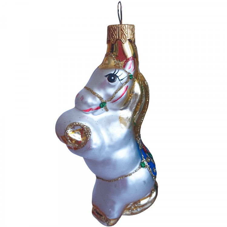 Фигурка на ёлку стекло 10см "Лошадь 4" без уп. арт.ФУ-72/4