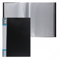 Папка 60 файлов 0,60мм пластиковая  deVente черная с карманом арт.3105404
