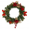 Венок декоративный 30см хвоя ПВХ, с красными украшениями арт.813696