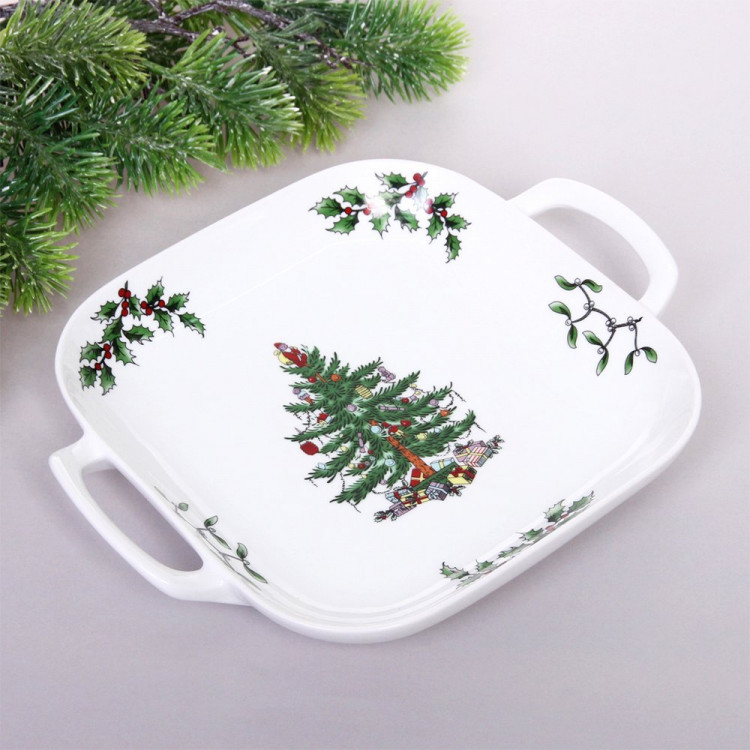 Блюдо керамическое "Ёлочка" с ручками 24*19*3,8см арт.893-242