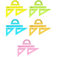 Набор линеек 4 предмета (СТАММ) линейка 20см, 2 угольника, транспортир неоновые цвета ассорти арт.НЧ-30521