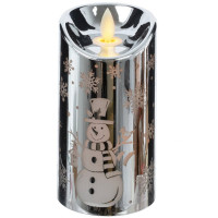 Свеча LED на батарейках (3*LR44) "Снеговик" 09*4,7см цв.серебро арт.812890 (Ст.12)