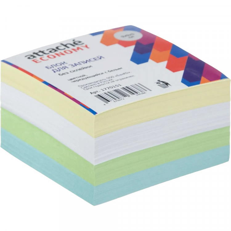 Блок для записи цветной, размер 9*9*5 не склеенный 65г/м2 (Ст.1/36)