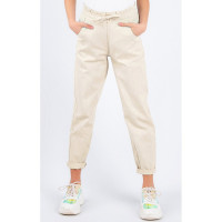 Брюки для девочки артикул DMB 2829 размерный ряд 34/134-44/164 цвет бежевый