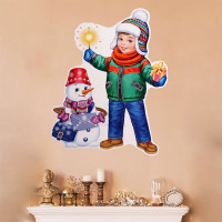 Украшение-панно "Мальчик. Снеговик"35*41см арт.9278003