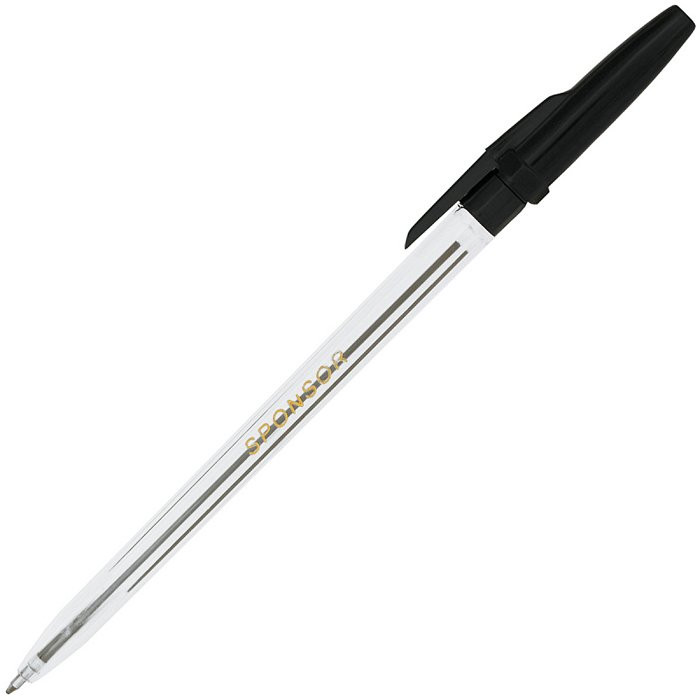 Ручка шариковая  прозрачный корпус SPONSOR черная 0,8мм арт.SBP050/BK