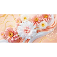 Открытка-конверт "Хризантемы" без надписи с блёстками арт.30000850