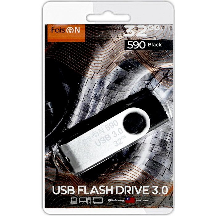 Флеш диск 32GB USB 3.0 FaisON 590 пластик черный