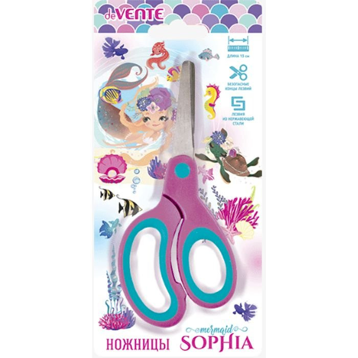 Ножницы детские 130мм прорезиненные ручки (deVENTE) Mermaid Sophia арт.8010000