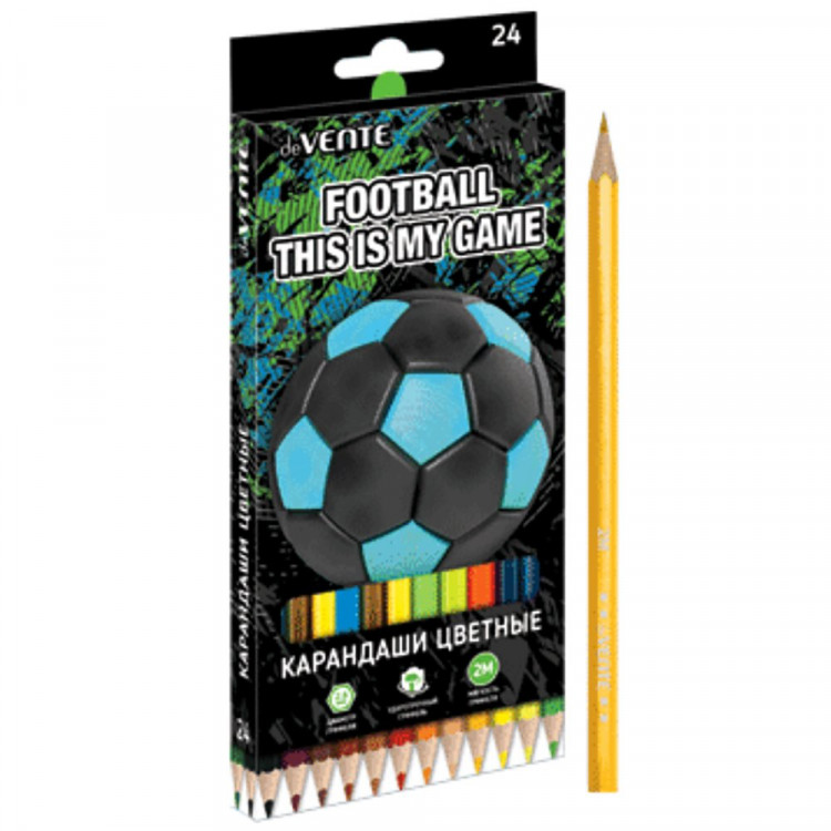 Карандаши цветные (deVENTE) Football 24 цвета 2М 2,8 мм арт.5024321