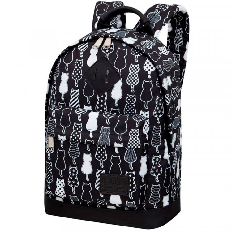 Рюкзак для девочки (Asgard) арт Р-5734 Коты бело-черные 37х28х14 см