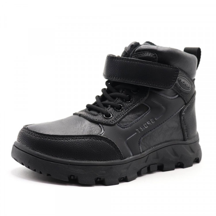 Ботинки для мальчика (ЛЕОПАРД) черные верх-искусственная кожа подкладка - текстиль размерный ряд 32-37 арт.ld-3753-1-1