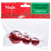 Шар пластик 03-04см гроздь 3шт пайетки цв.красный арт.90919