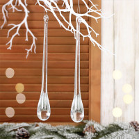Украшение декор.подвеска пластик "Капля прозрачная. Изящная" 24см 02шт/наб. арт.259-171