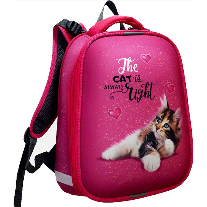Ранец для девочек школьный (Stavia) Котик всегда прав розовый 30х38х16см арт.82151Б