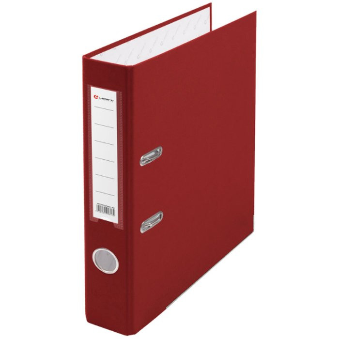 Папка-регистратор 50мм ПВХ с 1 сторонней обтяжкой, металлический уголок, красная