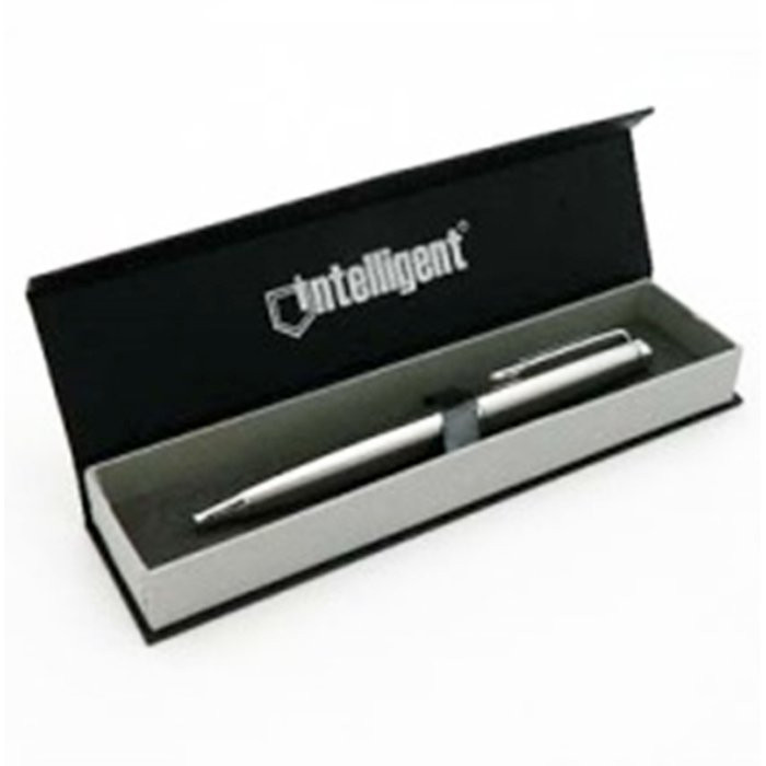Ручка шариковая подарочная (INTELLIGENT) серый металлик с серебр в картонном футляре, 0,7мм, синяя арт.BV-159