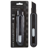 Нож канцелярский 18мм deVENTE TOTAL BLACK металлические направляющие автоматическая система фиксации лезвия арт.4090405