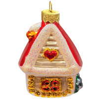 Украшение декоративное стекло 08см "Уютный домик" золотой п/у арт.ФУ-520/1